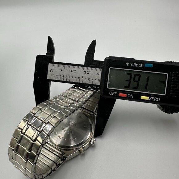 3/$30 Globlu Watch Men Silver White Dial Easy To Read Numbers Stretch Band 8" - Picture 9 of 12